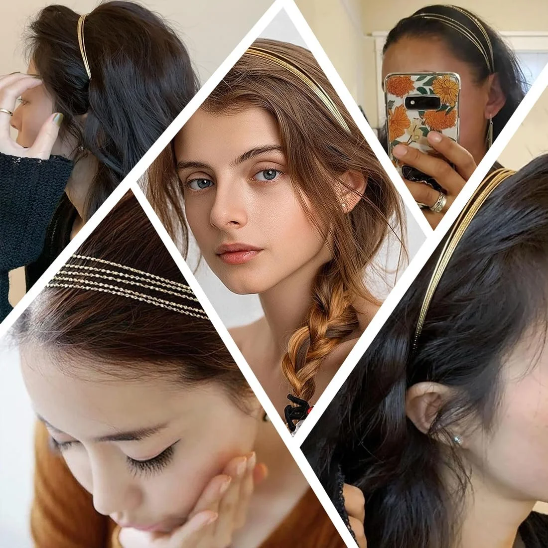 Обруч Метал Багатошаровий Тонкий Мода Золотий, фото №5 Обруч Метал Багатошаровий Тонкий Мода Золотий, фото №5