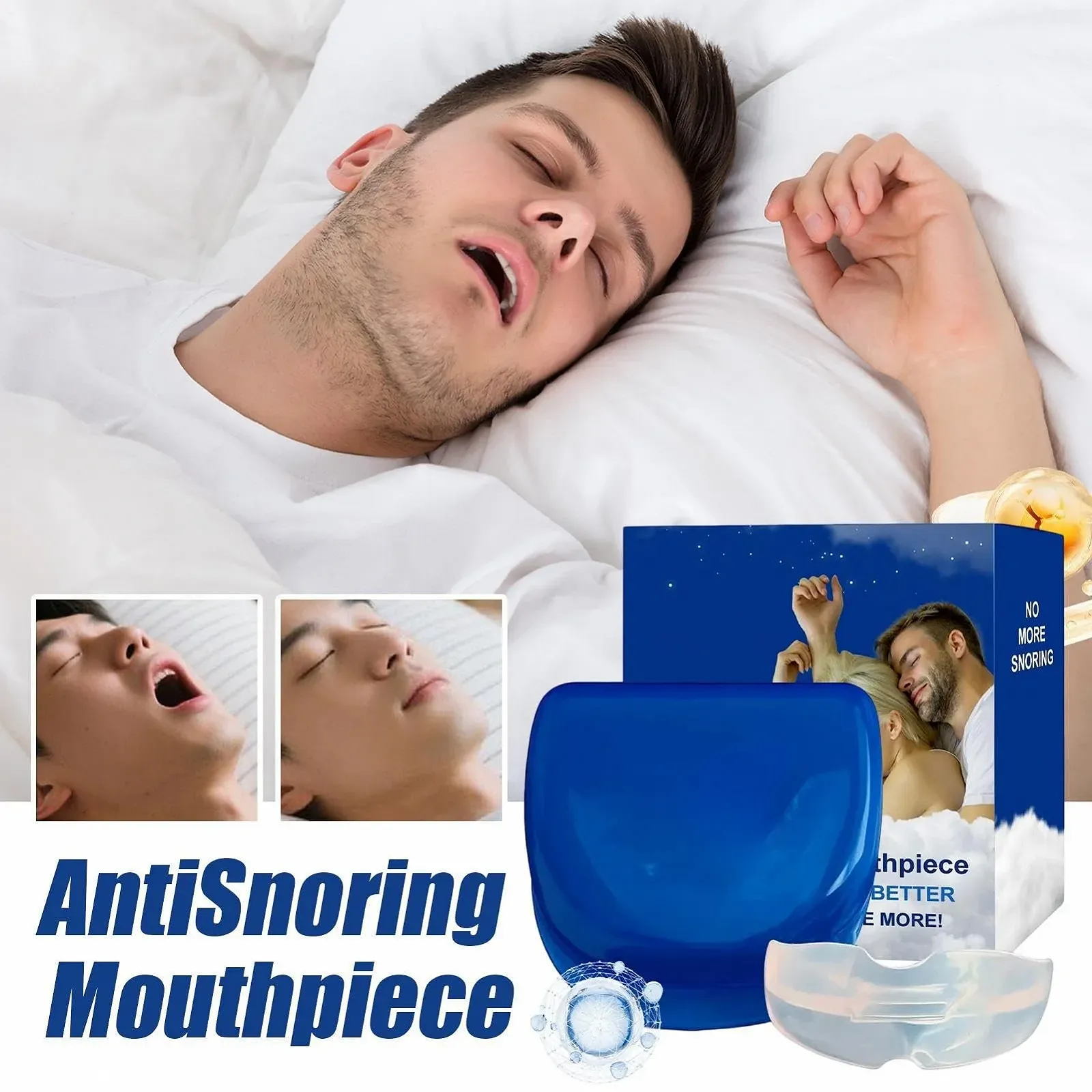 Капа от храпа Защита от храпа, Удобное устройство для сна ночью, Мягкая, Регулируемая конструкция, Простой в использовании для спокойного отдыха, фото №3