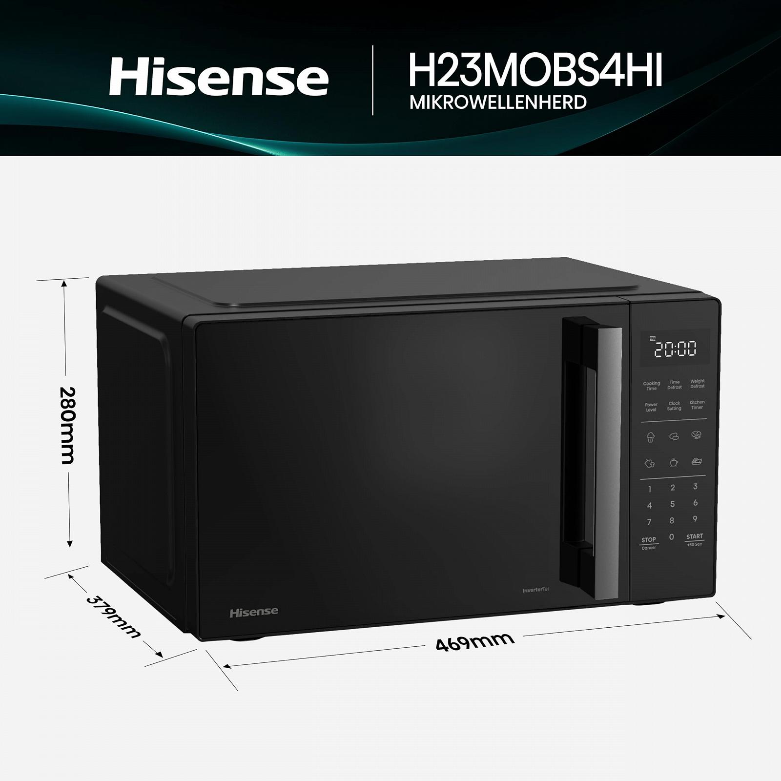Мікрохвильова піч Hisense H23MOBS4HI 23 л 900 Вт InverterTech Чорна, фото №2 Мікрохвильова піч Hisense H23MOBS4HI 23 л 900 Вт InverterTech Чорна, фото №2