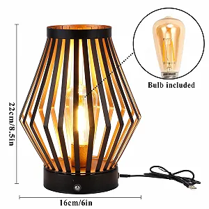 Настільна лампа JHY DESIGN приліжкова з регулюванням яскравості, висота 20 см, акумуляторна, металева клітка з LED лампою в стилі Едісона, бездротова, бронза synthetic.ua - Фото 1