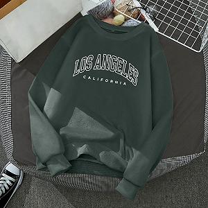 Винтажные женские свитшоты с графическим принтом Los Angeles California, осень, круглый вырез горловины, свободный крой, в университетском стиле, с длинными рукавами synthetic.ua - Фото 1