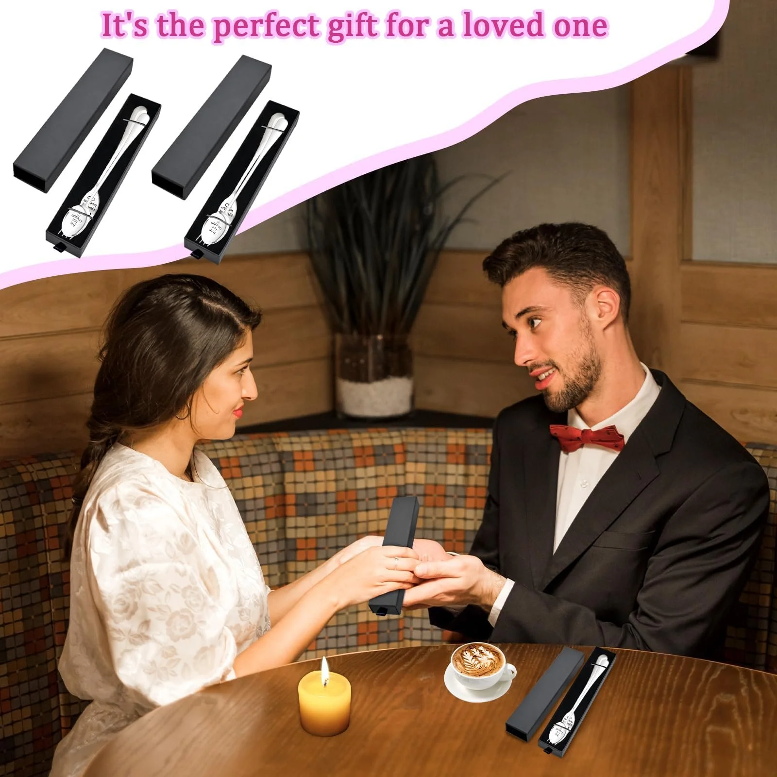 Набор из 6 кофейных ложек ко Дню святого Валентина и гравированной вилки, фото №6