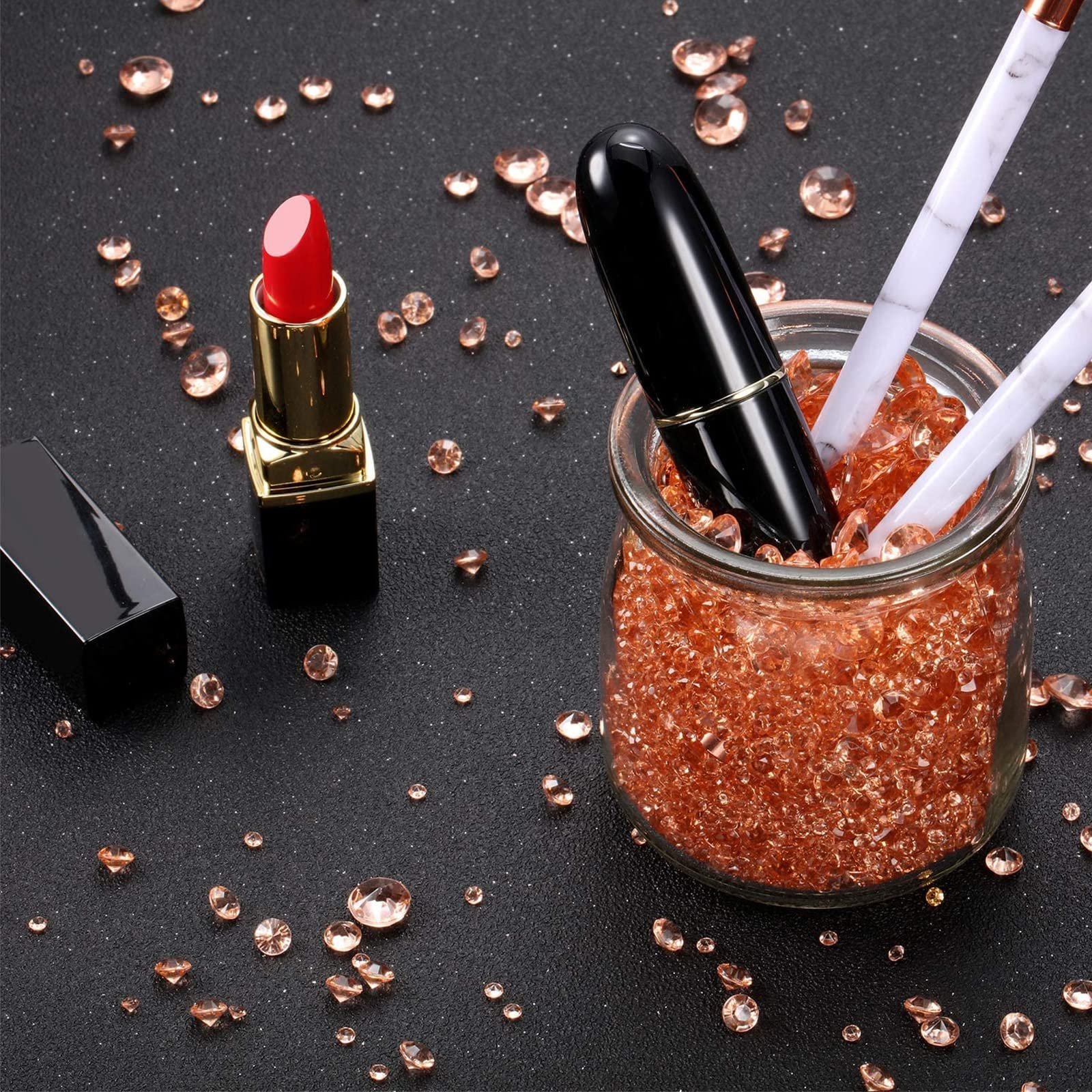 Стразы Акриловые кристаллы с острой основой 3 размеров 4000 шт. для свадебного декора, маникюра, заполнения косметички, украшения макияжа, декорирования рабочего стола (розовое золото), фото №5