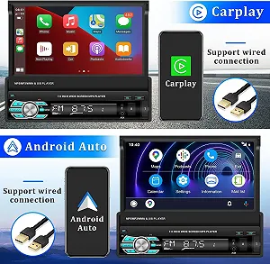 Автомагнітола CAMECHO Q3516A3 / 7" / Сенсорна / Apple CarPlay / Android Auto / Bluetooth / WI-FI / USB / AUX / SD slot / 1DIN synthetic.ua - Фото 1