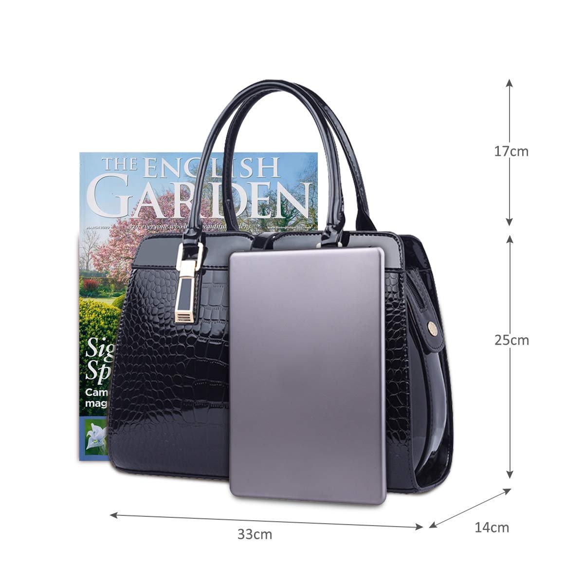 Сумка Nicole&Doris, женская, с ручкой, модная, лакированная кожа, портативная, через плечо, черная, фото №5