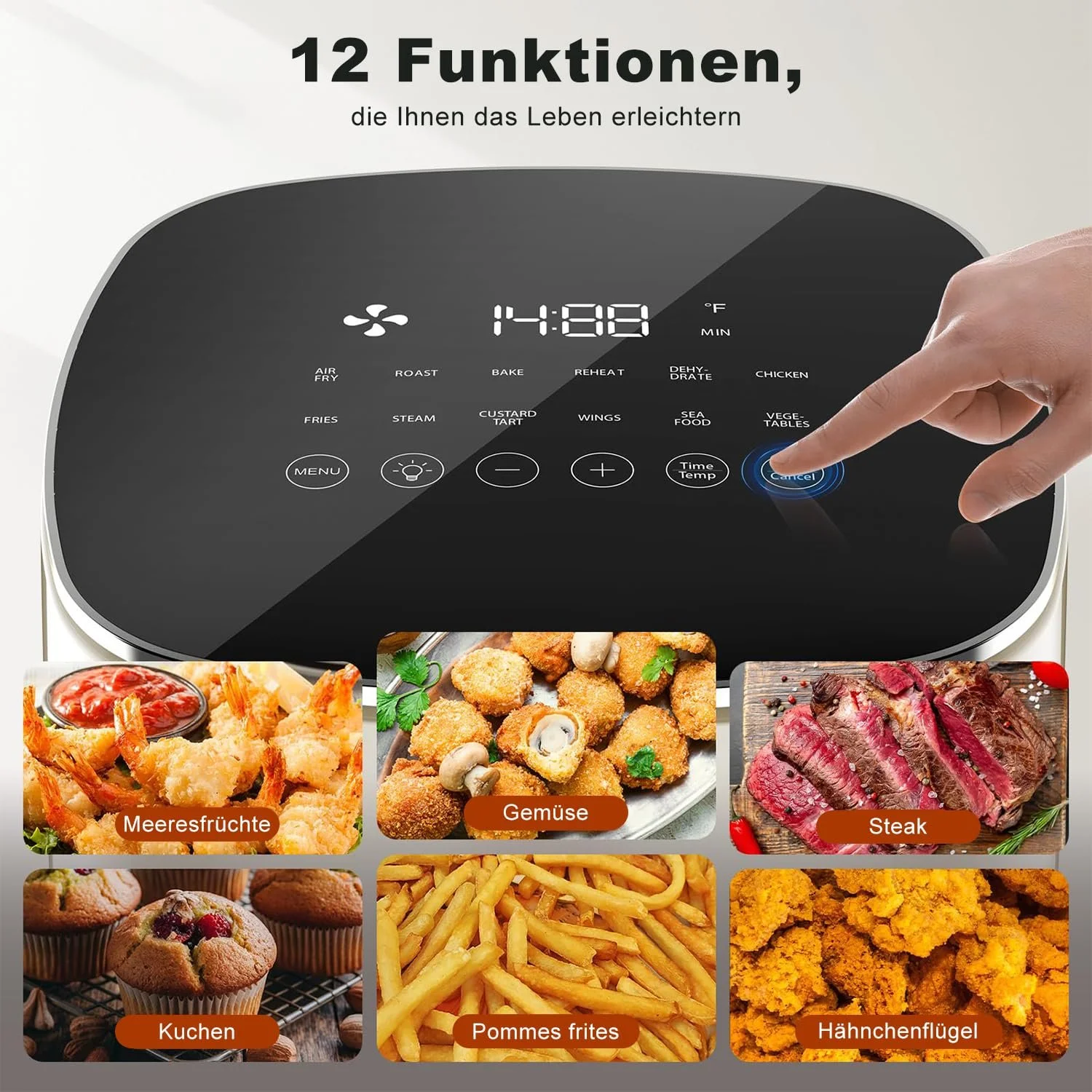 Мультипіч DUMOS 6QT з вікном 12-в-1 400°F Rapid Air Crispy Technology для запікання та дегідратації, фото №4 Мультипіч DUMOS 6QT з вікном 12-в-1 400°F Rapid Air Crispy Technology для запікання та дегідратації, фото №4
