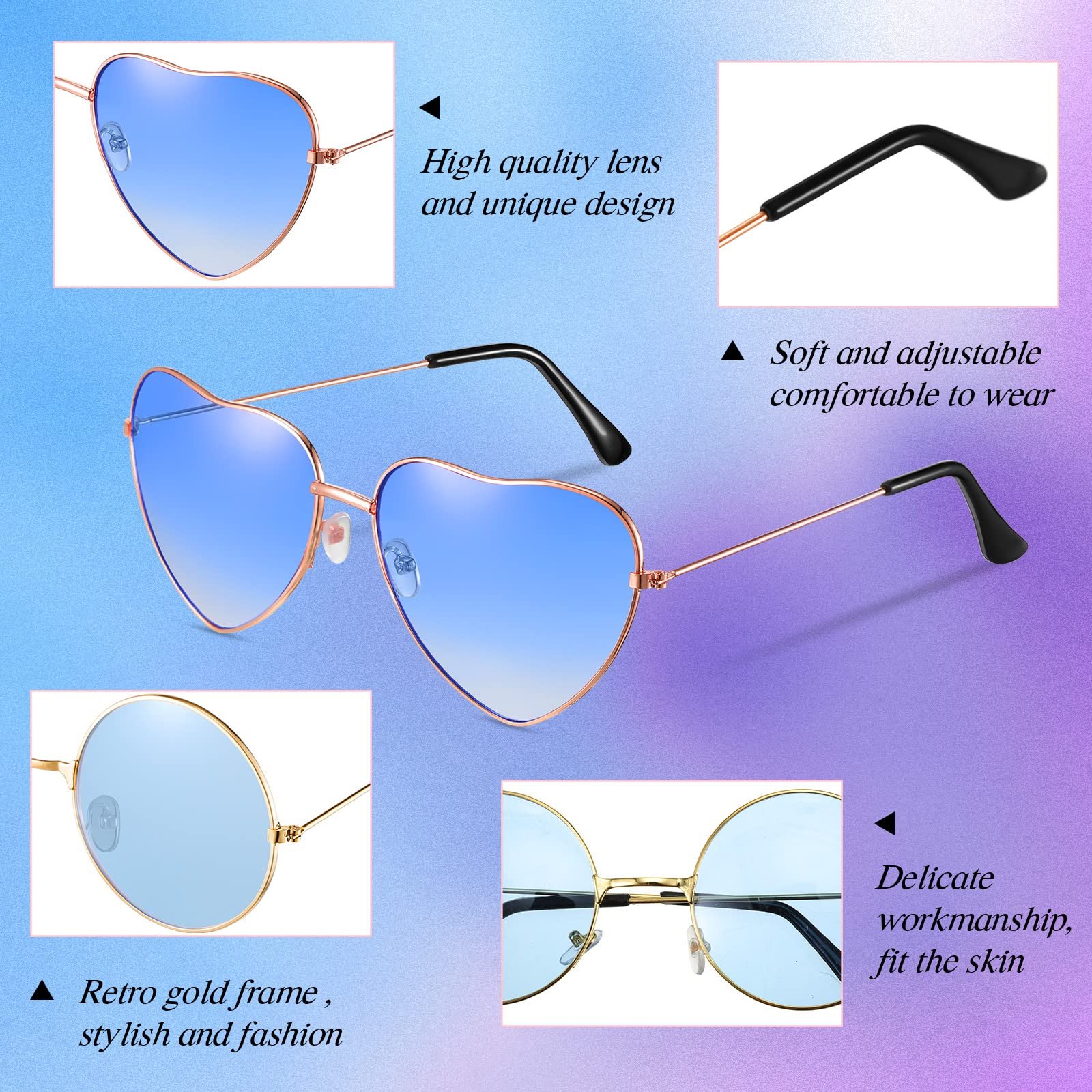 Солнцезащитные очки Hippie Fiada, 2 пары, ретро, ​​для женщин и мужчин, для вечеринок и фестивалей, фото №3