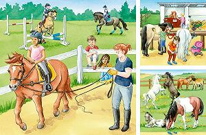 Дитячий пазл Ravensburger Wieso? Weshalb? Warum? 05129 Один день на кінній фермі 3 x 49 елементів від 5 років synthetic.ua - Фото 1