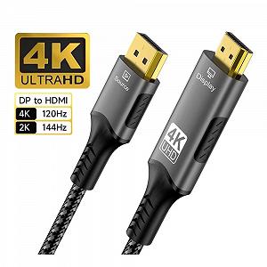 Кабель мультимедийный FDBRO DisplayPort to HDMI v2.0 4K/60Hz 3 метра Grey UltraHD HDR - Фото 1