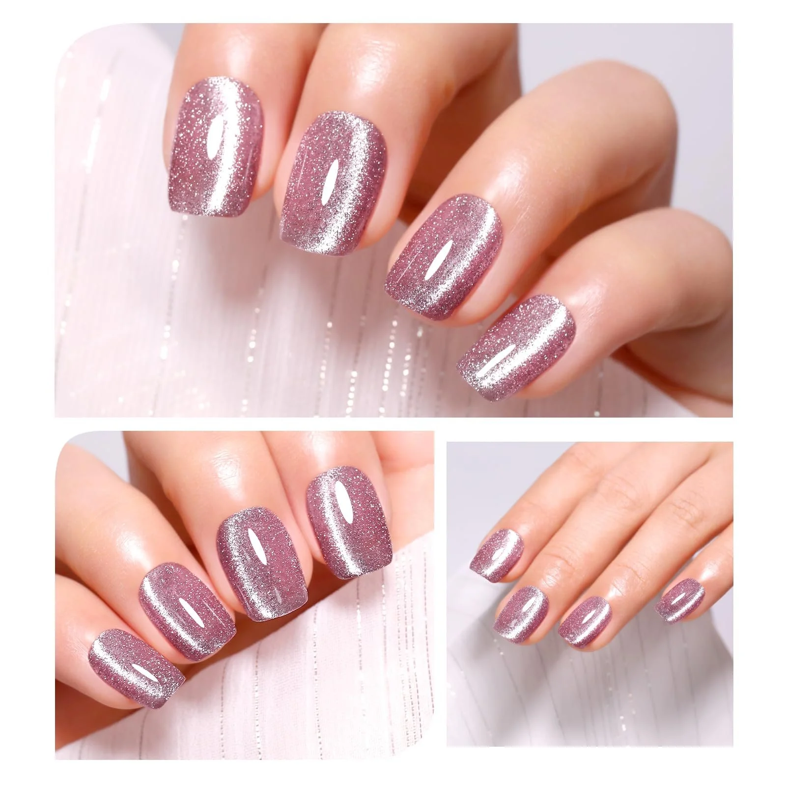 Гель-лак для ногтей Кошачий глаз Imtiti Розовый 15 мл Голографические блестки Отражающий УФ-гель-лак с магнитной палочкой 1 шт, фото №6