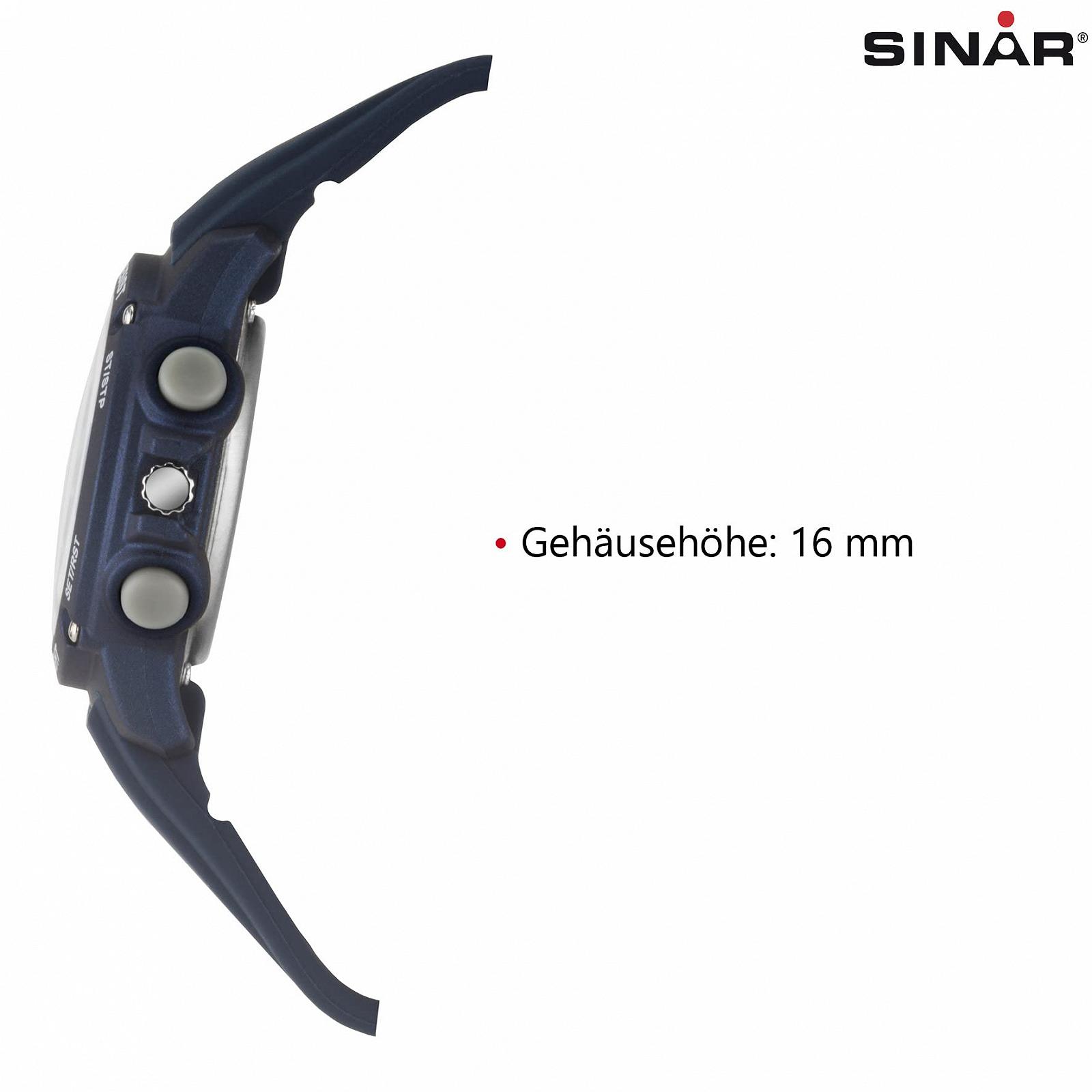 Годинник SINAR Youth Sports Boys Аналогово-цифровий кварцовий 10 Bar з 5 сигналами тривоги, EL підсвічуванням та силіконовим ремінцем Темно-синій Сірий XW-27-2, фото №6