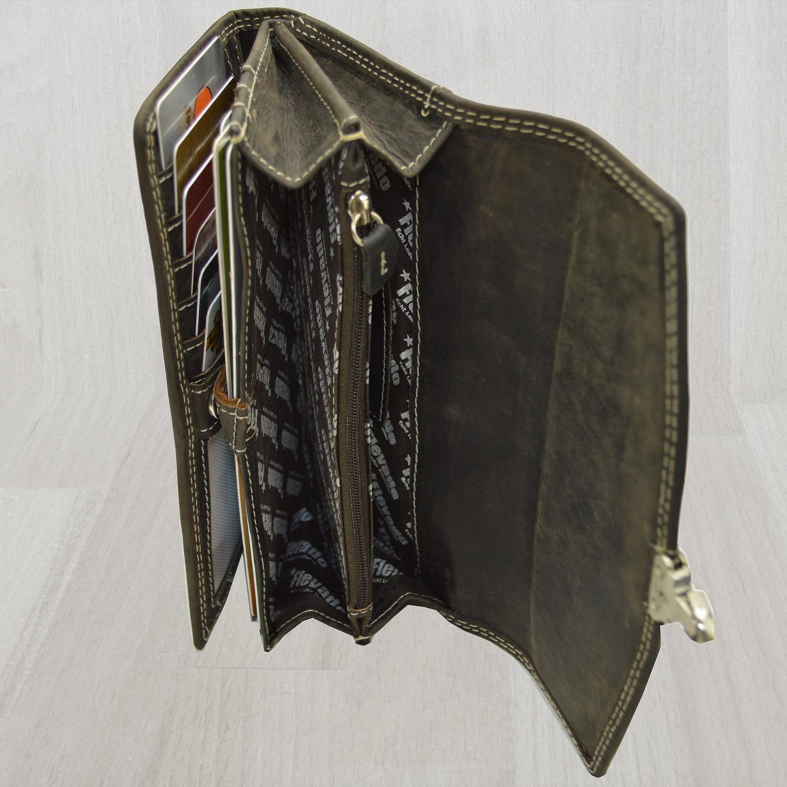 Кошелек Женский flevado Кожаный Защита RFID Застежка Черный (черная замша) Современный, фото №6