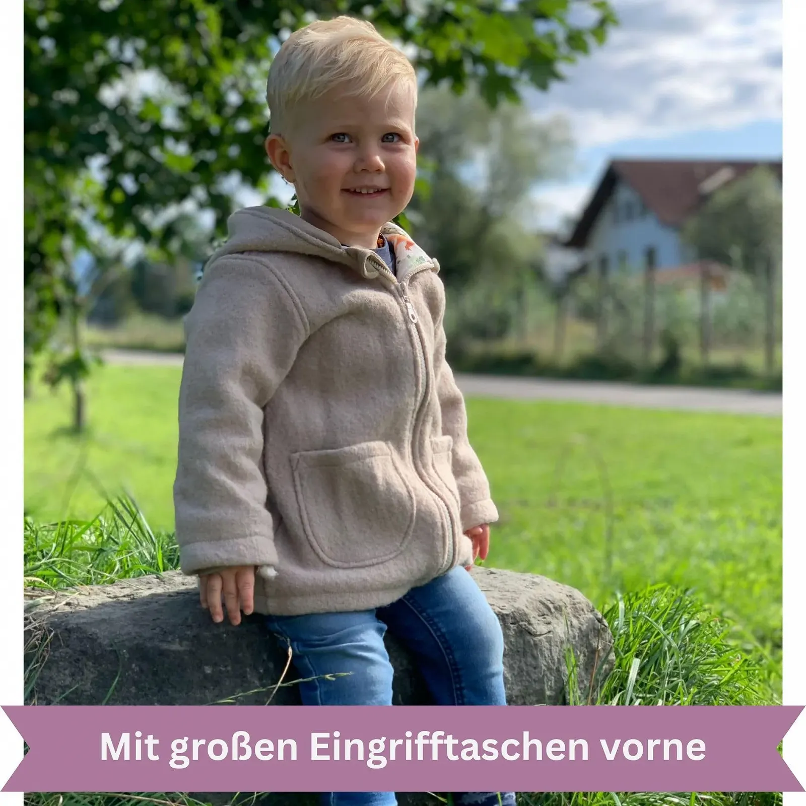 Пальто Lilakind Детское шерстяное с карманами, капюшоном, трикотажной подкладкой, размер 74-140 - Сделано в Германии, фото №3