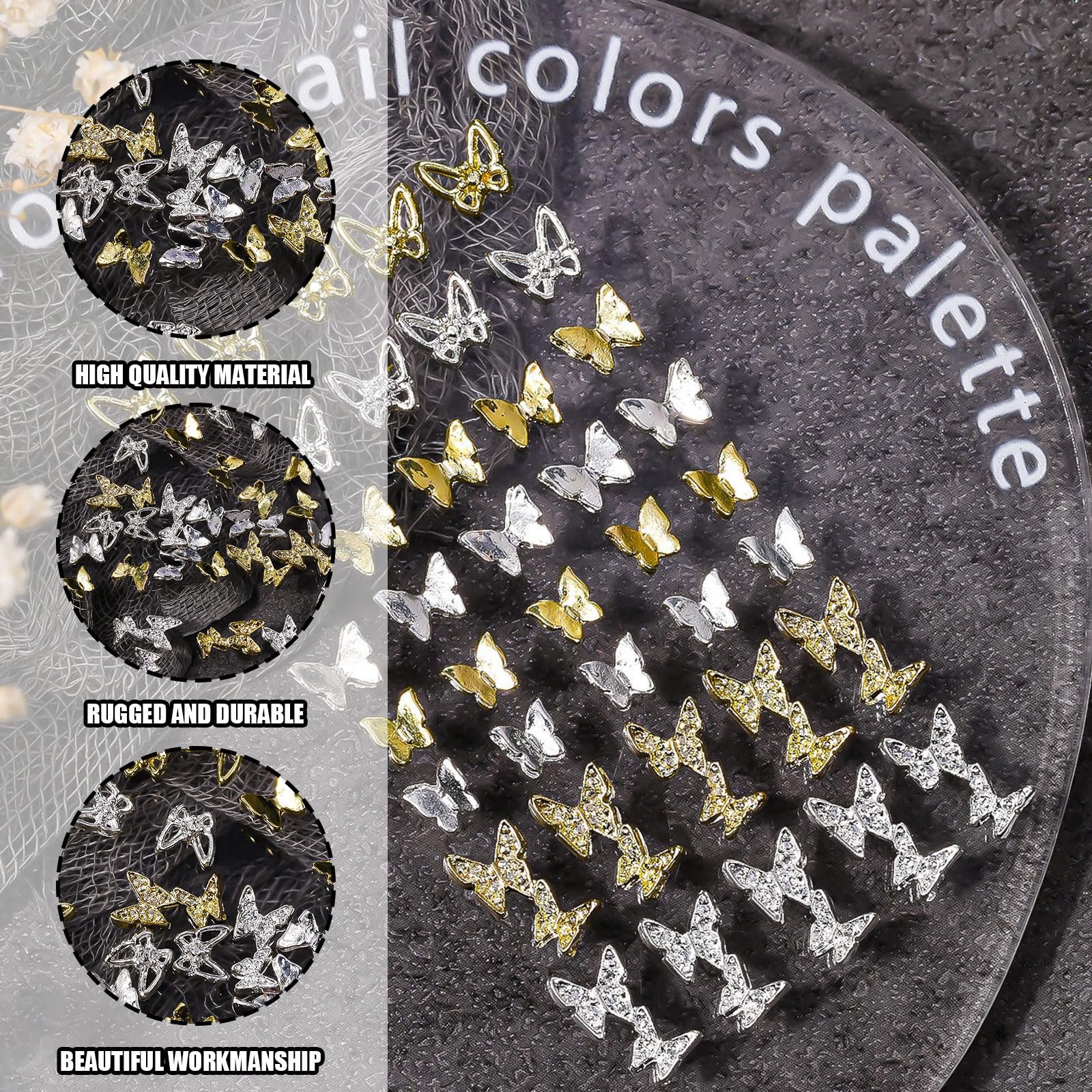 Метелики 80 шт, Золотисті Сріблясті, фото №4