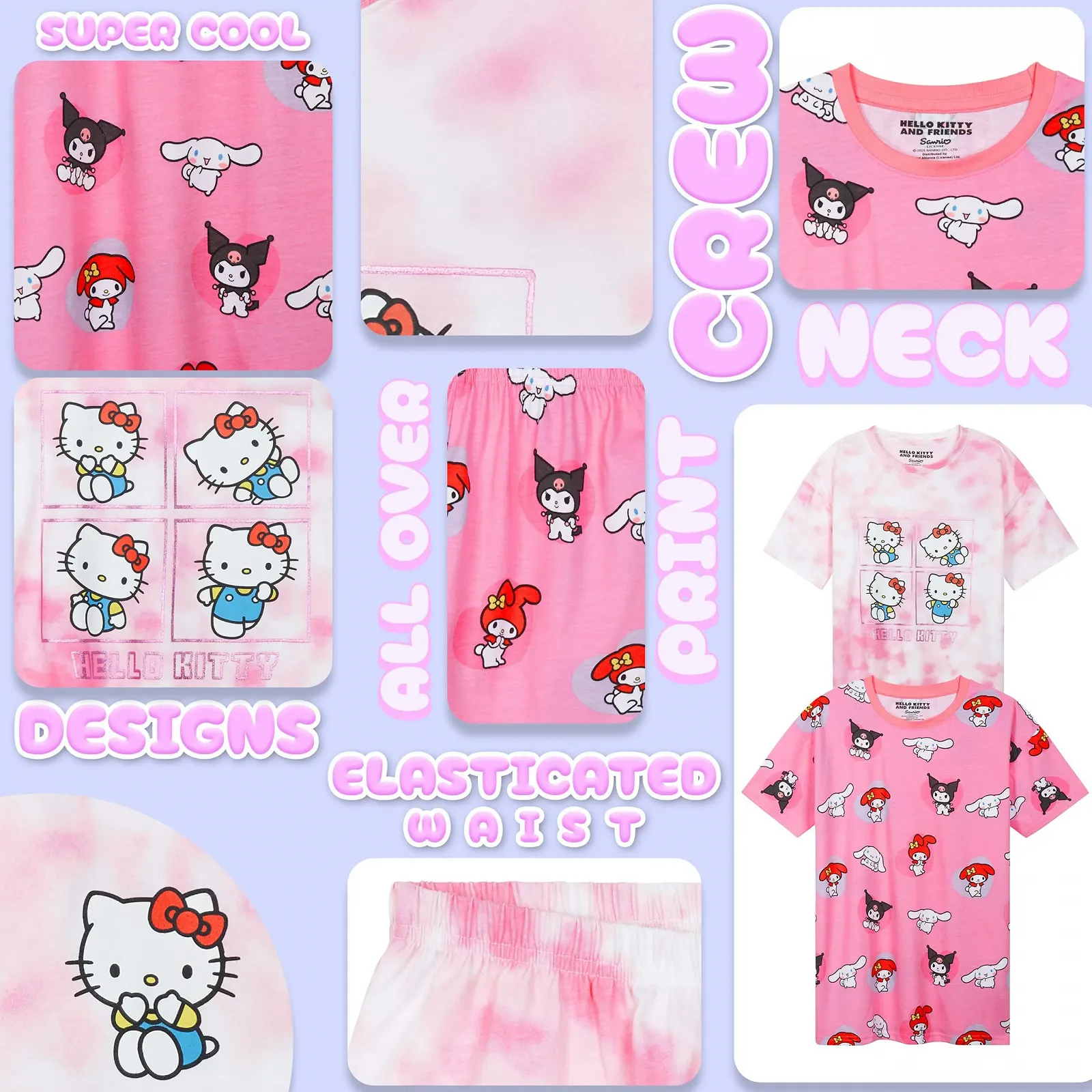 Комплект піжам Get Trend для дівчат, шорти, 2 шт, Sanrio Kuromi, фото №4 Комплект піжам Get Trend для дівчат, шорти, 2 шт, Sanrio Kuromi, фото №4