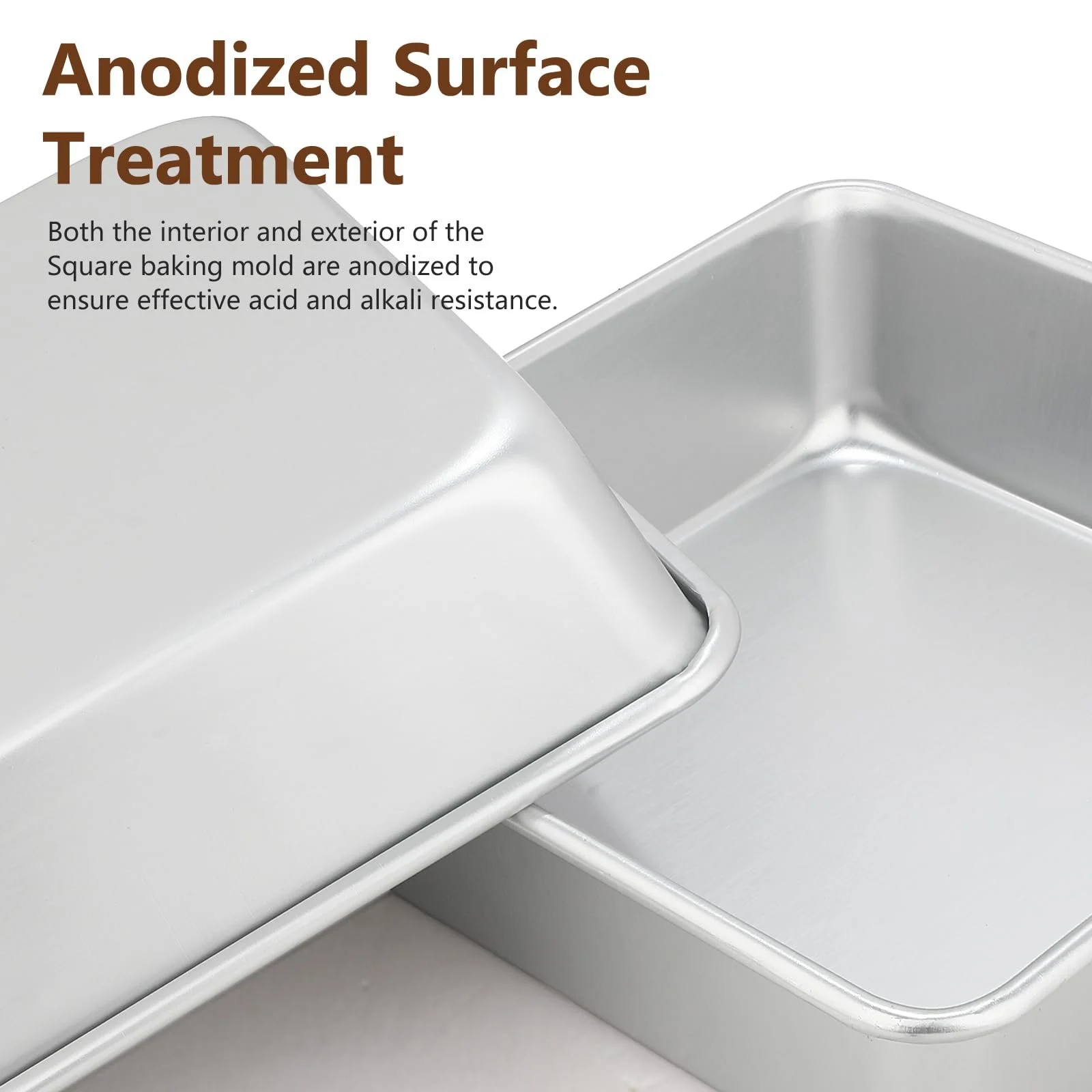 Форма для запекания квадратная Set of 2 (21.5 x 21.5 x 6 см) из анодированного алюминия Silver, фото №3