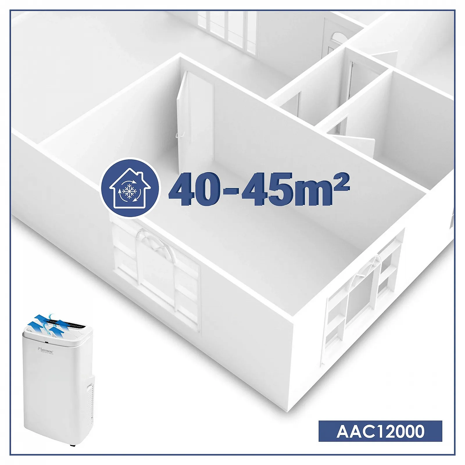 Мобильный кондиционер Bestron AAC12000 12000 BTU 3.5 кВт 50 л Белый, фото №4