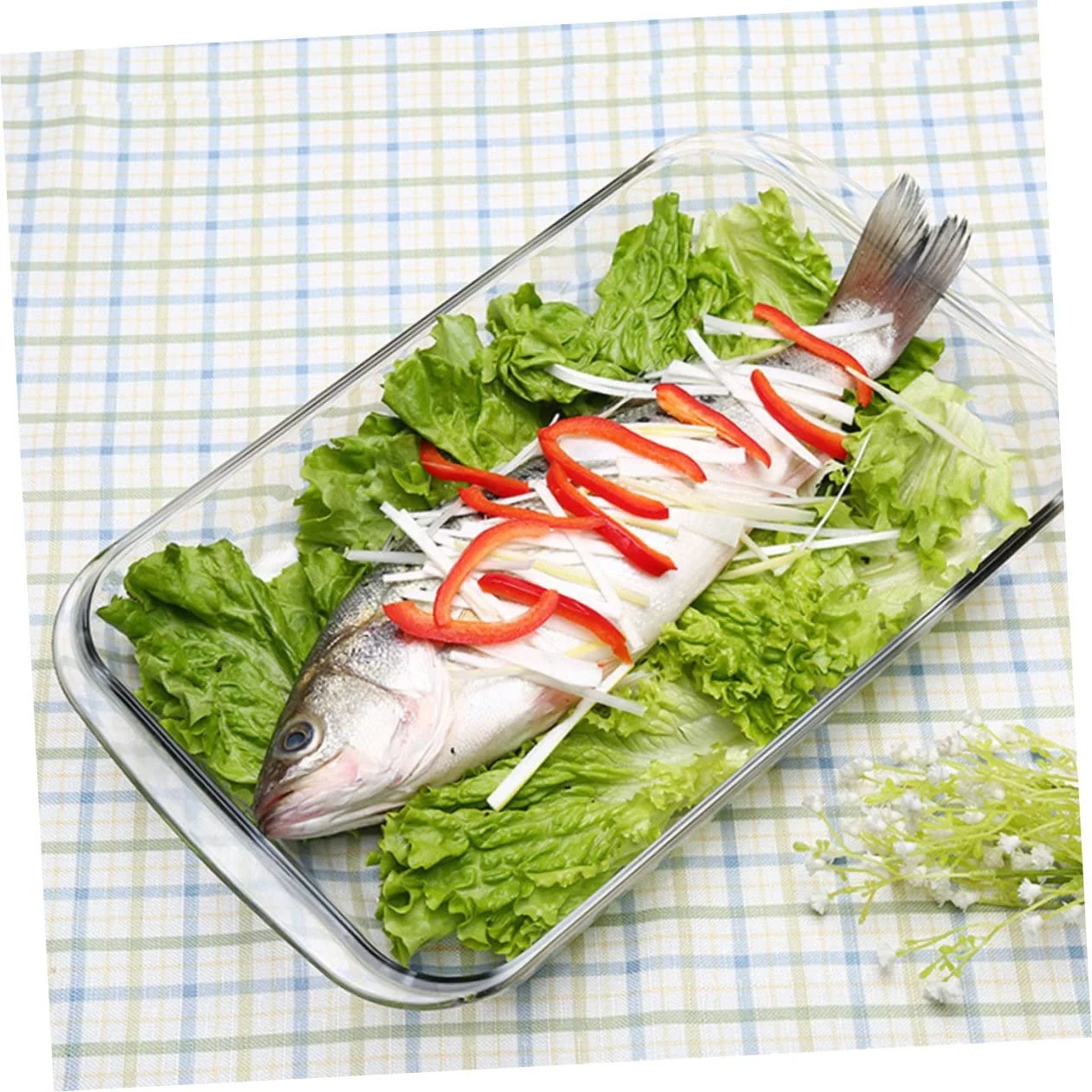 Скляне деко для випікання VALICLUD термостійке загартоване прозоре для мікрохвильової печі та духовки, фото №4 Скляне деко для випікання VALICLUD термостійке загартоване прозоре для мікрохвильової печі та духовки, фото №4