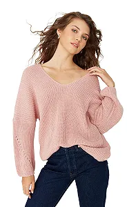 Женский Свитер TRENDYOL Oversize с V-образным вырезом synthetic.ua - Фото 1
