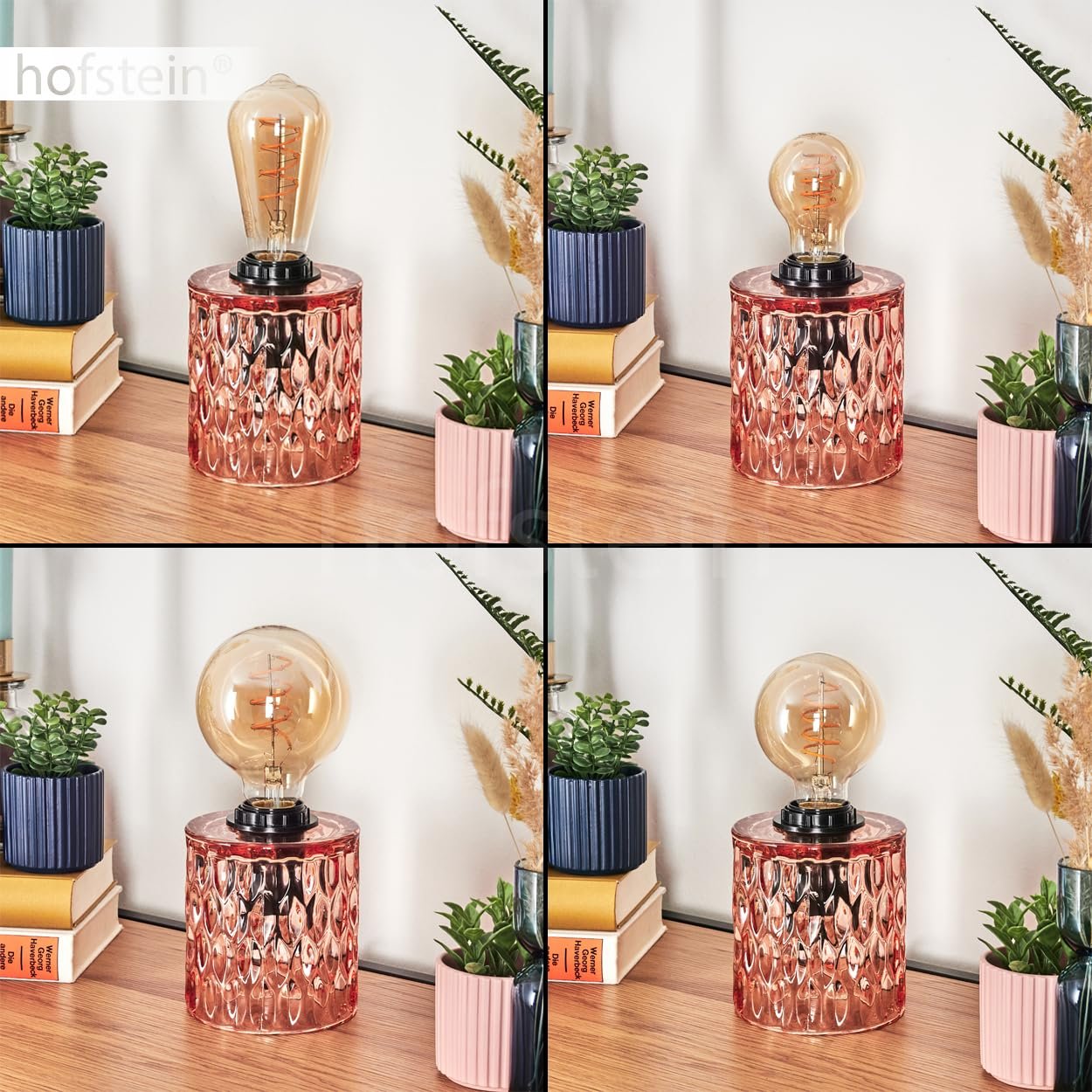 Настільна лампа HOFSTEIN Sonhim Modern Vintage / Retro Design Метал / Скло Ø11 см E27 Рожевий / Чорний, фото №3