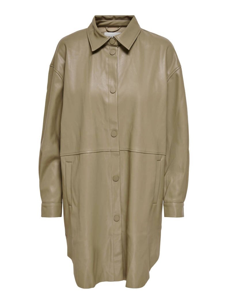 Куртка ONLY ONLSIA FAUX LEATHER SHACKET CC OTW 15242272 Хаки XS, фото №3