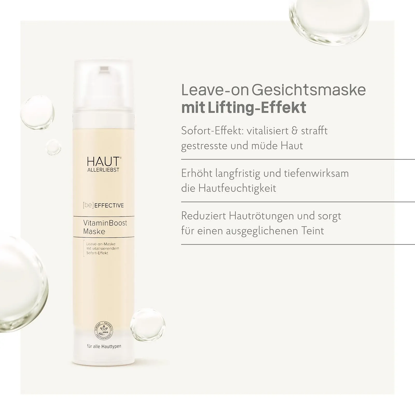 Маска для обличчя HAKA Vitamin Boost, 50 мл, Зволожуюча, Зміцнююча та Ліфтинг-ефект, фото №3