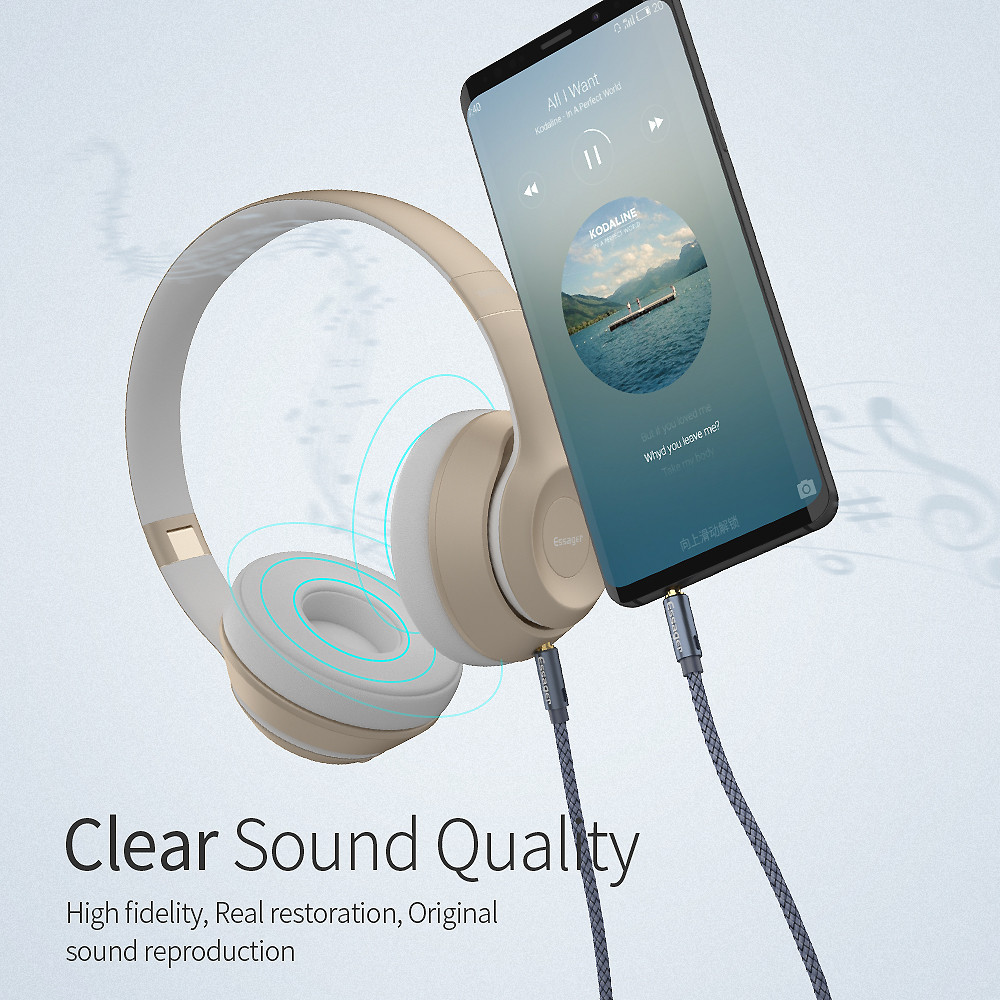 Аудіокабель ESSAGER розтягувач джек 3.5мм папа-папапа 3 метра, фото №4