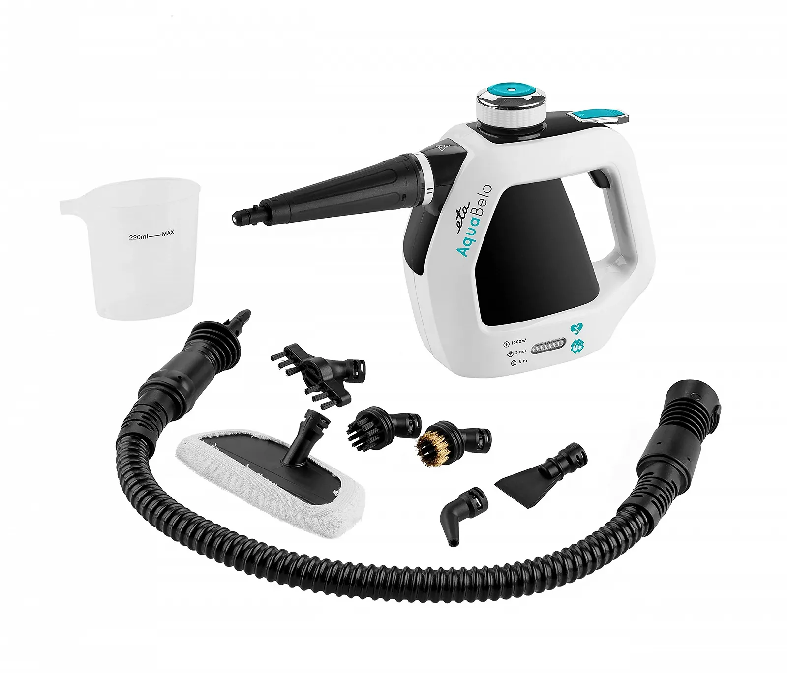 Пароочисник ETA Aquabelo 1000 Вт 3 Бар 220 мл 9 аксесуарів, фото №1 Пароочисник ETA Aquabelo 1000 Вт 3 Бар 220 мл 9 аксесуарів, фото №1