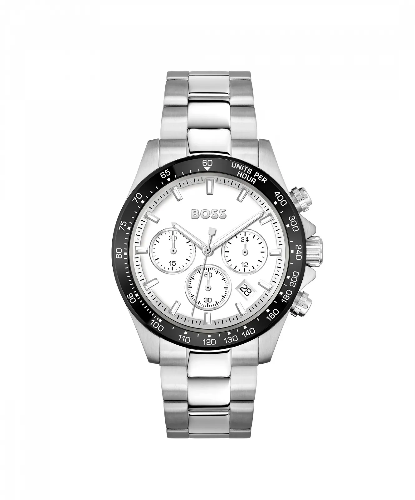 Мужской Хронограф BOSS Коллекция Hero 43 мм Кварцевые часы со стальным браслетом (звенья или сетка), функция даты, 3 дополнительных циферблата, водостойкость 5 ATM, фото №1 Мужской Хронограф BOSS Коллекция Hero 43 мм Кварцевые часы со стальным браслетом (звенья или сетка), функция даты, 3 дополнительных циферблата, водостойкость 5 ATM, фото №1