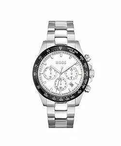 Мужской Хронограф BOSS Коллекция Hero 43 мм Кварцевые часы со стальным браслетом (звенья или сетка), функция даты, 3 дополнительных циферблата, водостойкость 5 ATM - Фото 1