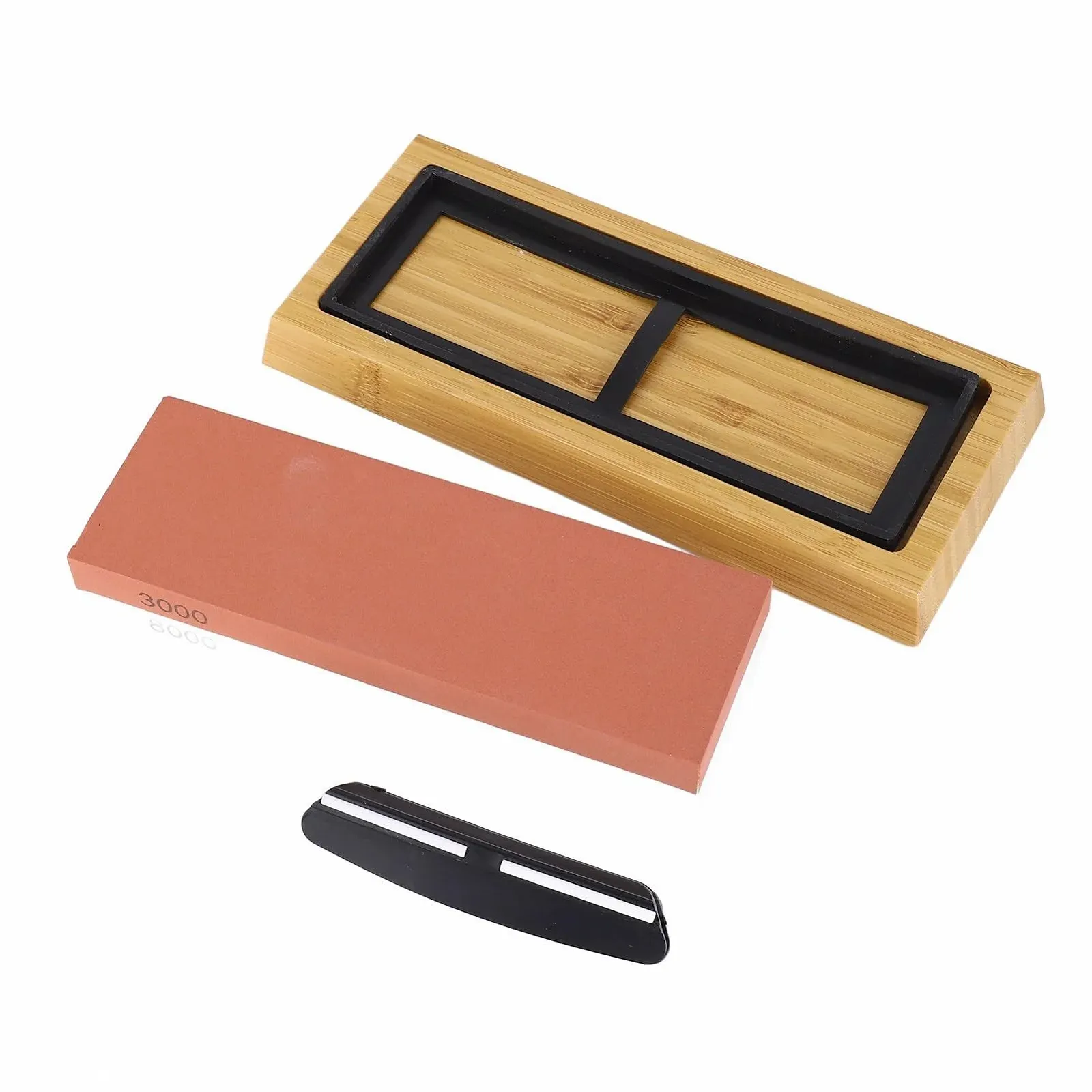 Точильний камінь зернистість 3000/8000 двосторонній з дерев'яною основою Червоно-білий, фото №7