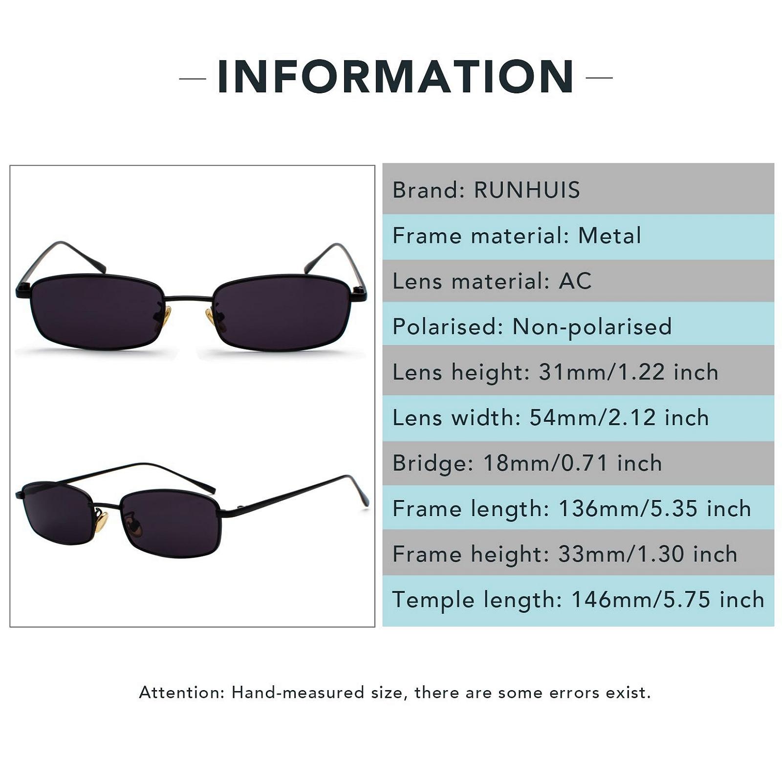 Сонцезахисні окуляри прямокутні RUNHUIS Retro Classic Small Vintage Металева оправа, фото №5