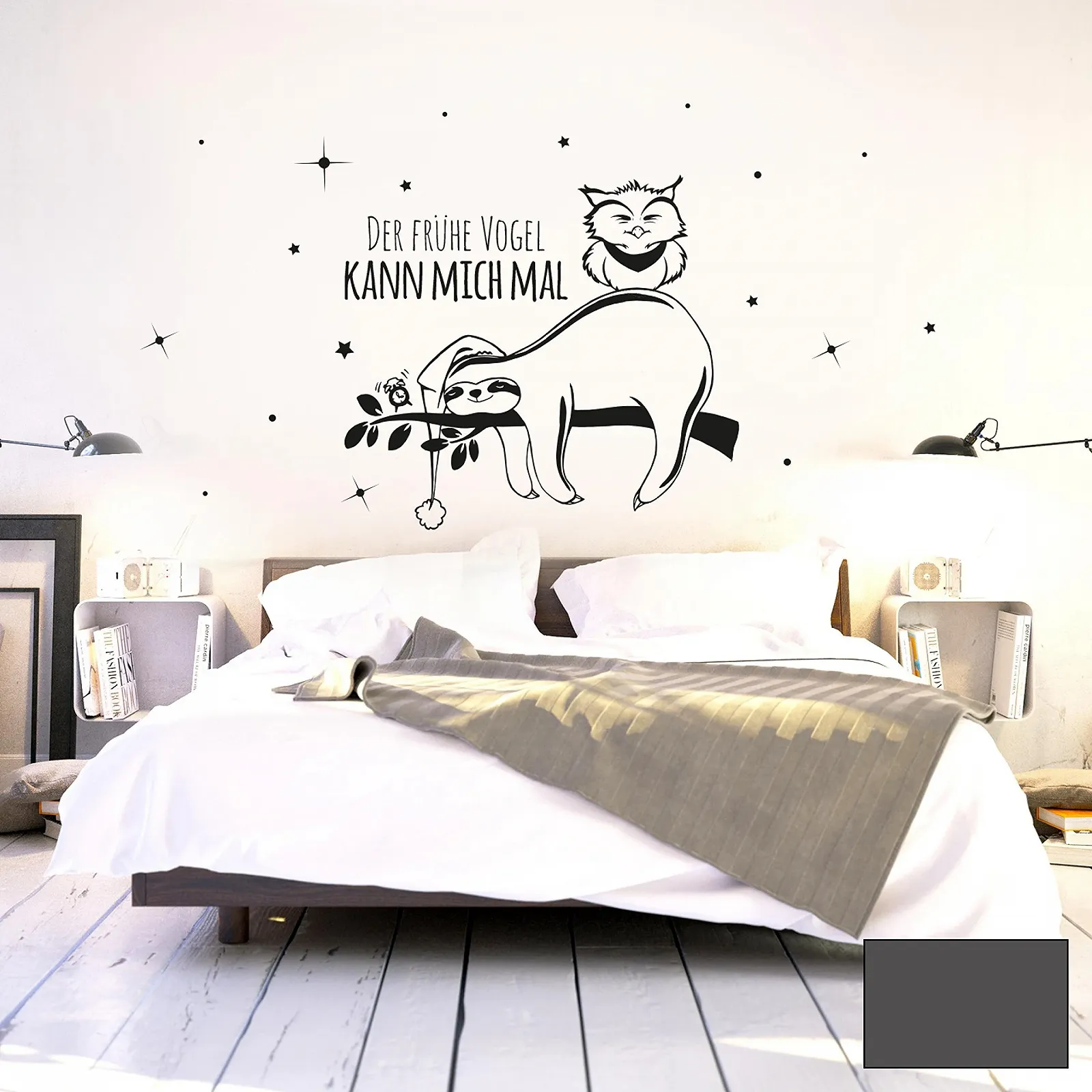 Настінна наклейка Ilka Parey Wandtattoo World 10 Sloth and Owl "Der frühe Vogel kann mich mal", фото №1