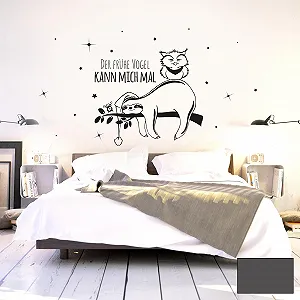 Настінна наклейка Ilka Parey Wandtattoo World 10 Sloth and Owl "Der frühe Vogel kann mich mal" - Фото 1