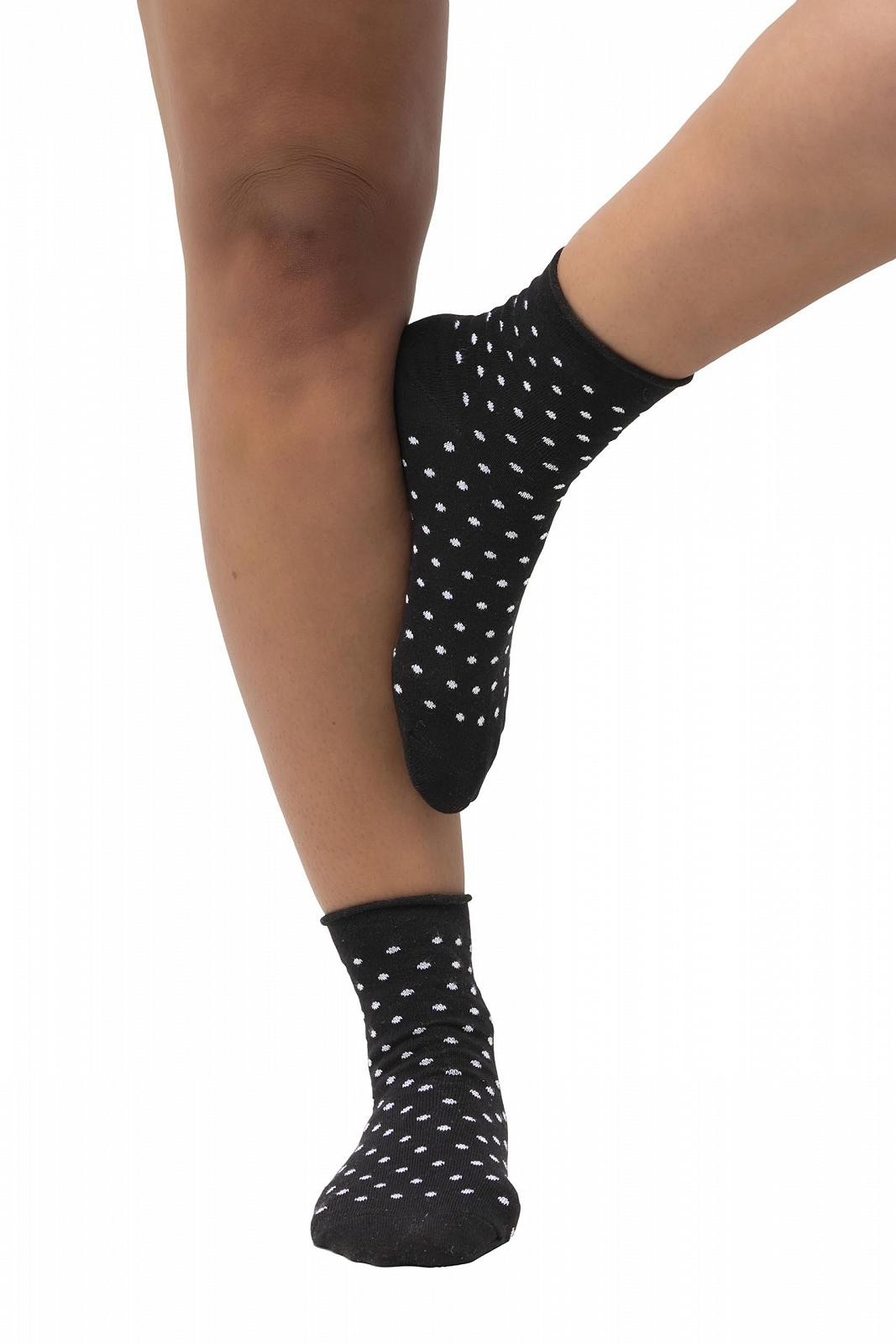 Чулки Ulla Popken в горошек с подвёрнутым краем, Чёрный, One Size, фото №2