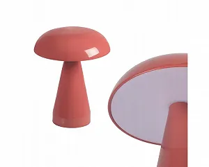 Настільна лампа 15.5 x 20.5 см на батарейках, металева основа, пластмасовий плафон у формі гриба, червона - Фото 1