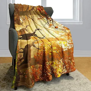 Одеяло YISUMEI Фланель Мягкое Флисовое одеяло для кровати 150 x 200 см Олень в осеннем лесу synthetic.ua - Фото 1