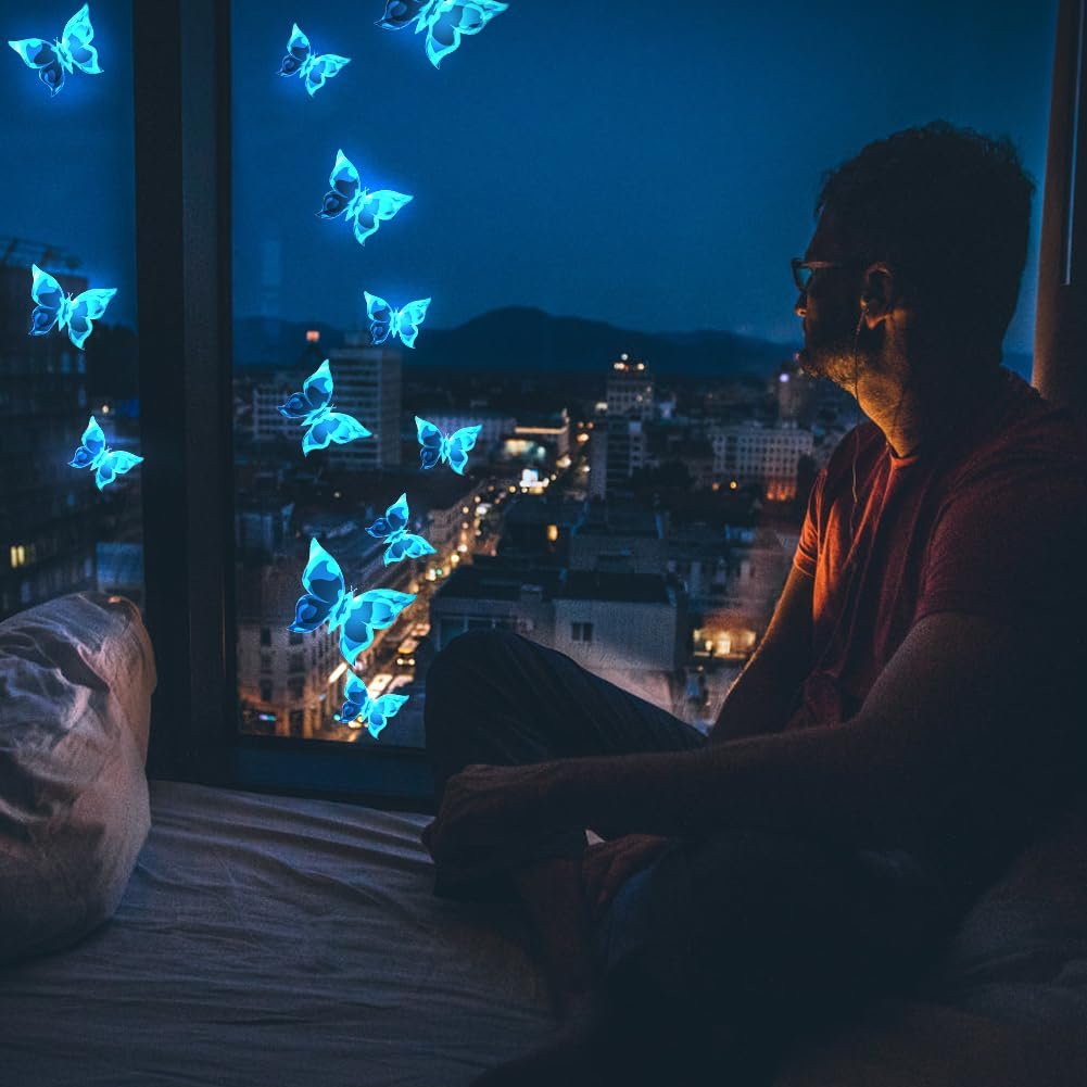 Настінні наклейки Метелики Люмінесцентні 12 штук Ripple Pattern, фото №7