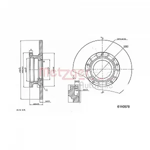 Тормозной диск METZGER 6110878 для FORD задняя ось - Фото 1