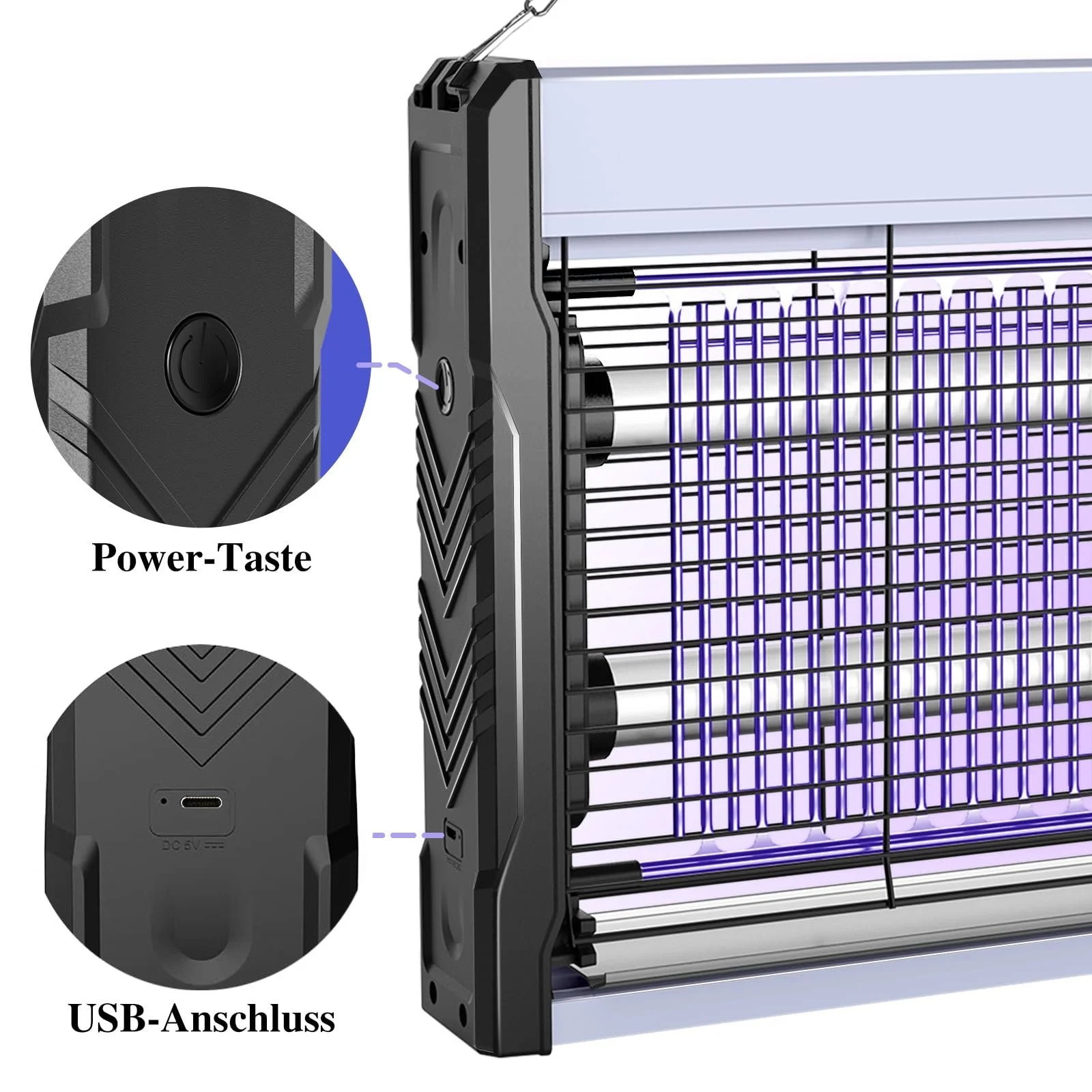 Електричний знищувач комах PALONE 3200 В UV USB Настінний з кабелем Чорний, фото №7 Електричний знищувач комах PALONE 3200 В UV USB Настінний з кабелем Чорний, фото №7
