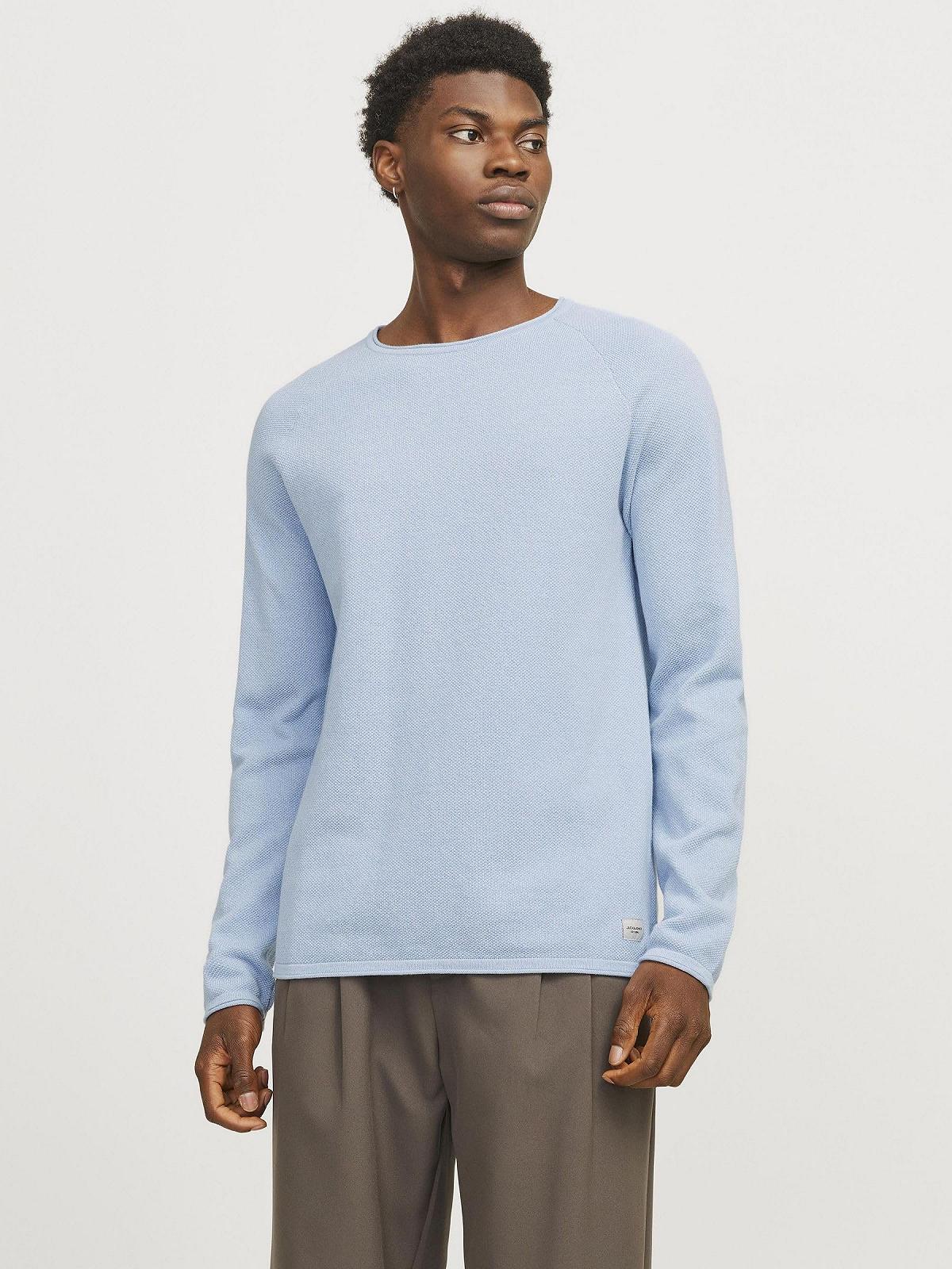 Вязаний пуловер JACK & JONES JJEHILL чоловічий, з круглим вирізом, базова модель, з довгими рукавами, бавовняна сорочка, фото №2