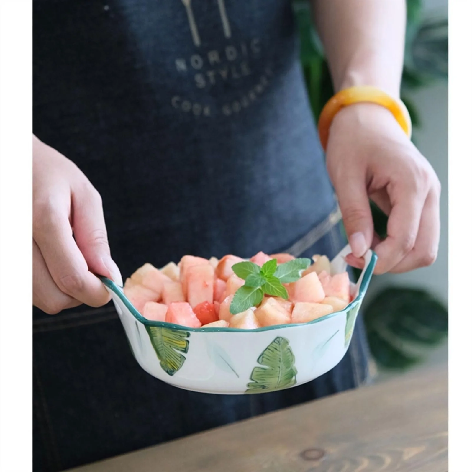 Керамическая форма для запекания Braten с двойными ручками, ручная роспись, защита от ожогов, фото №7