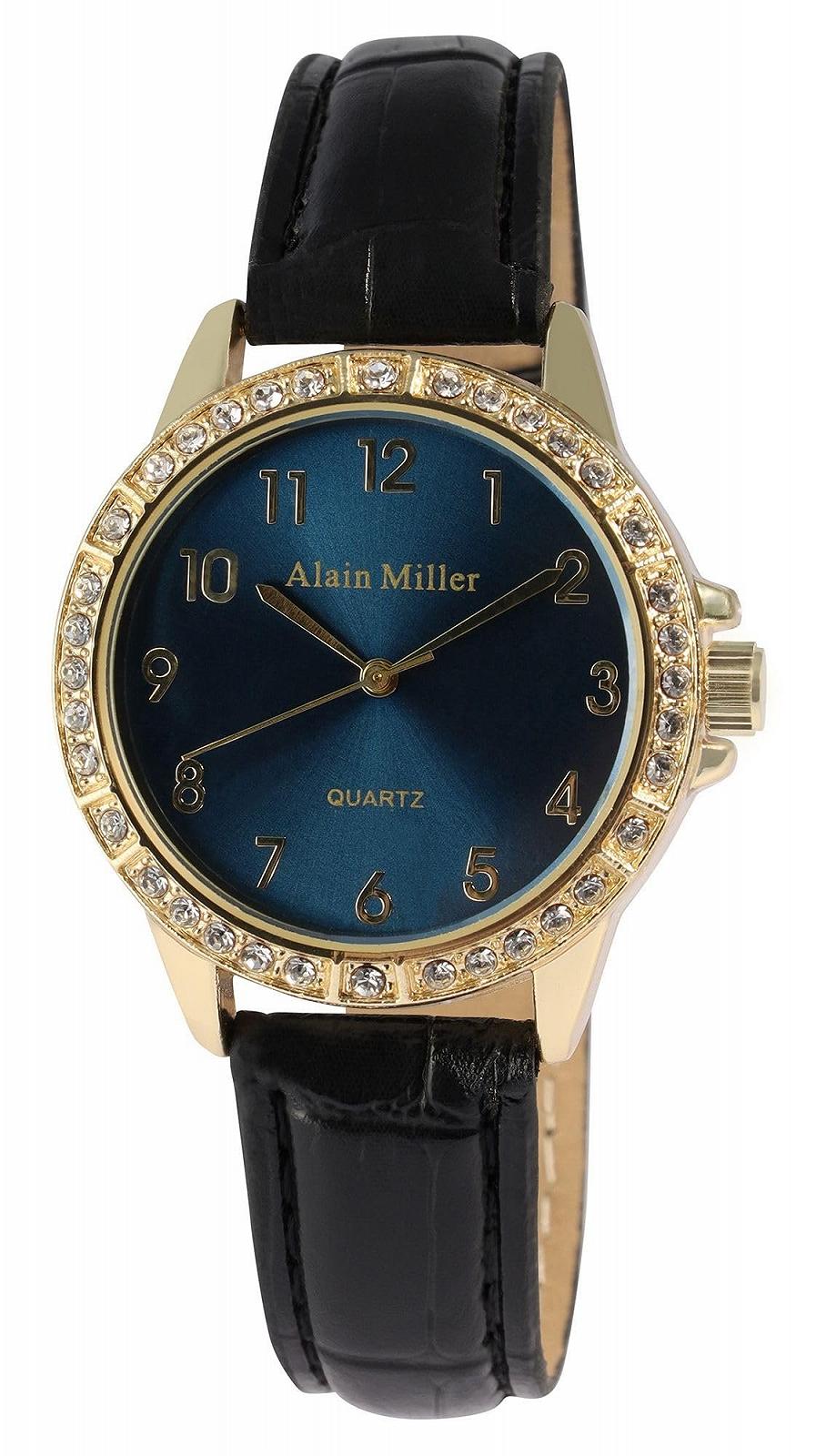 Женские часы Alain Miller Ремешок из искусственной кожи 22,23 см Черный/Золотой, фото №1
