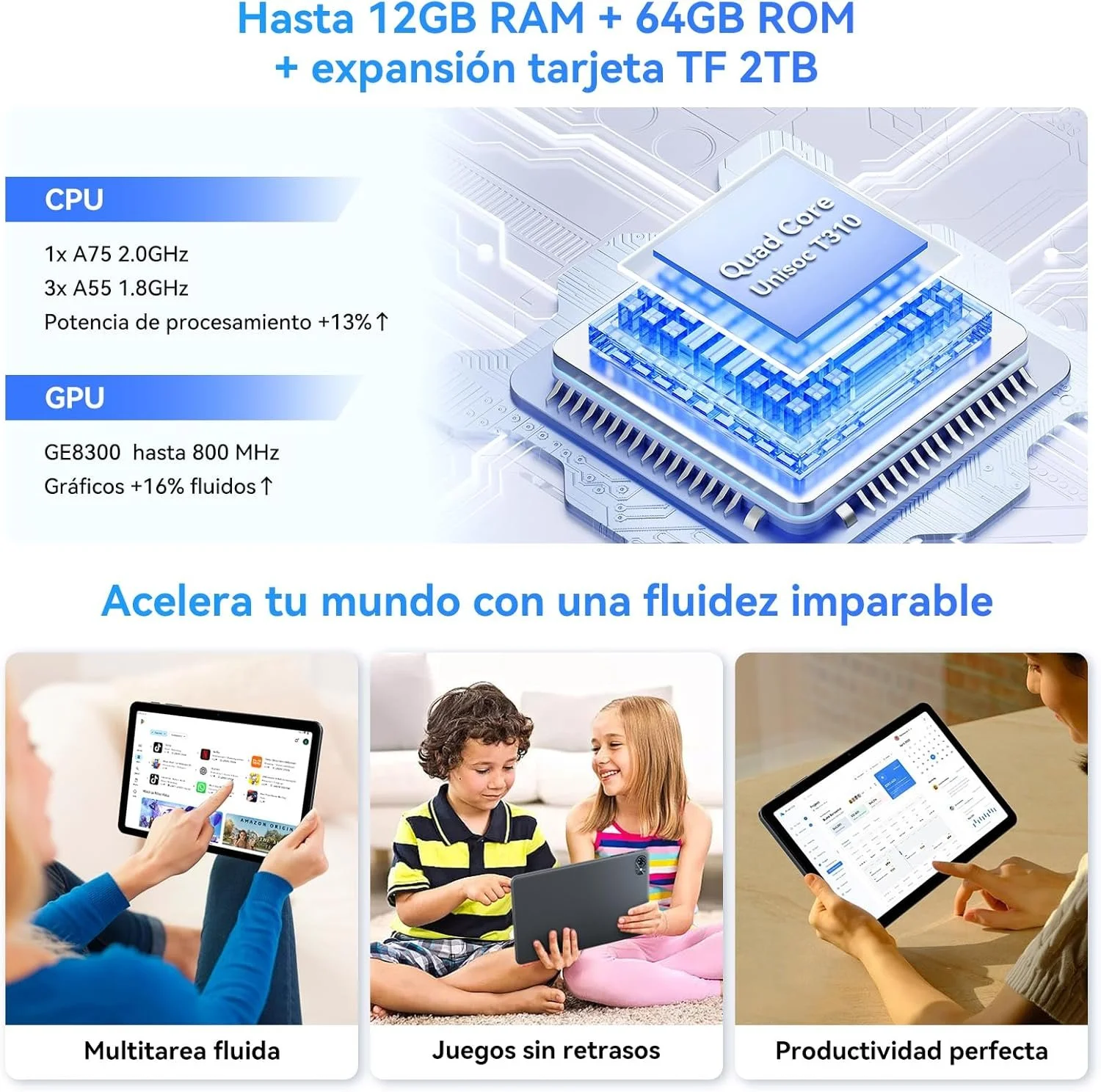 Планшет 10" TABWEE T80 (4+8)/64 ГБ 5G Android 15 6000 mAh Серый, фото №3