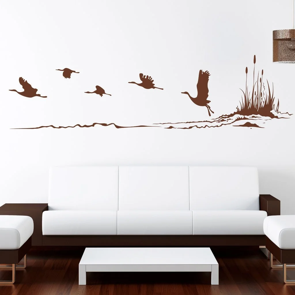 Наклейка на стену Loft Журавли у реки 29 цветов 3 размера, фото №1