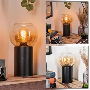 Настільна лампа HOFSTEIN Koyoto E27 15 см Чорний/Бурштиновий/Прозорий synthetic.ua - Фото 1