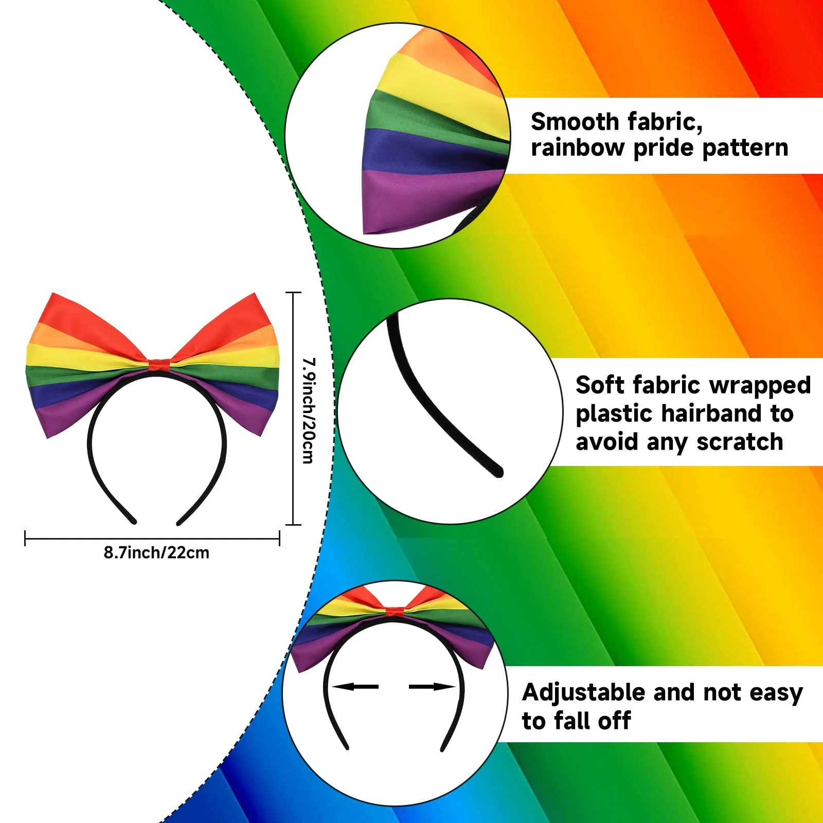 Обруч з бантом Rainbow Pride, фото №4 Обруч з бантом Rainbow Pride, фото №4