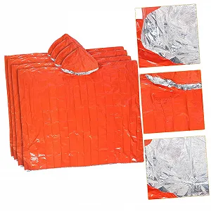 Пончо DIKACA, 4 шт., ізольований, аварійний, для дорослих, для виживання на відкритому повітрі, одноразовий synthetic.ua - Фото 1