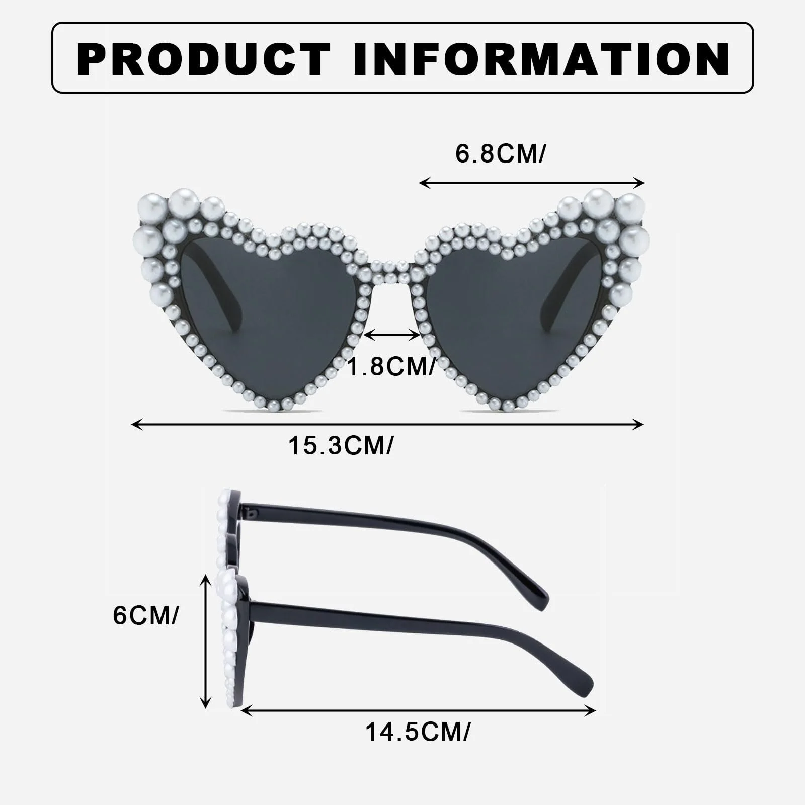 Сонцезахисні окуляри Серце Перламутрові 2 шт, фото №2