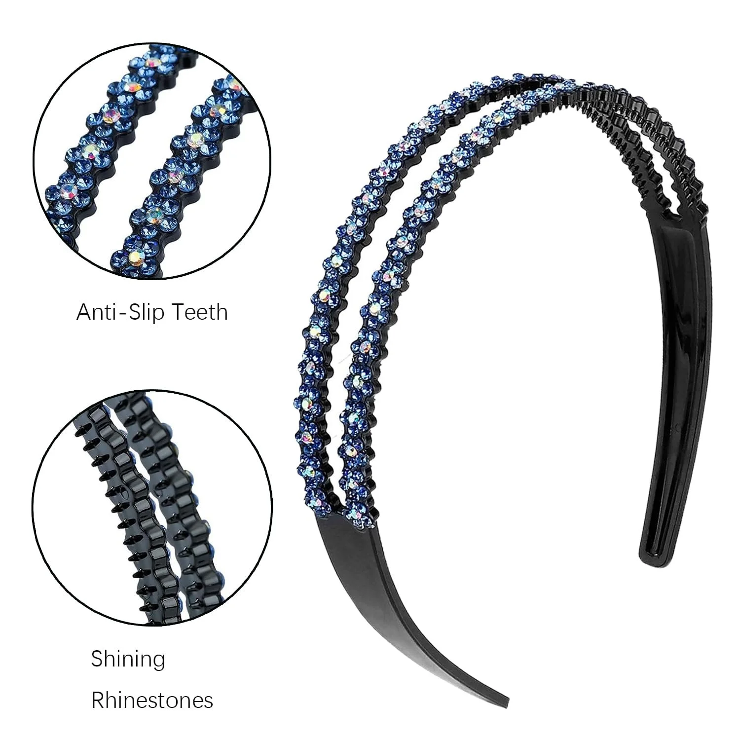 Обруч для волосся зі стразами Подвійний ряд, фото №2